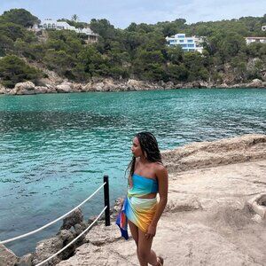 BAOBAB rainbow colored skirt and top